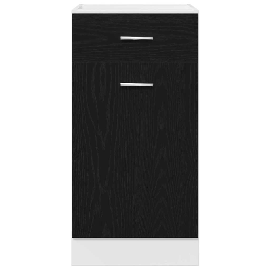 Hängeschrank Schwarz Eichen-Optik aus Holzwerkstoff 40 x 46 x 81,5 cm mit Regal und Schublade, Stauraum für Küche, Esszimmer, Vorratsschrank, Organizer für Geschirr und Kaffeemaschine
