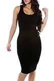 Merry21 Womens Scoop Neck Sleeveless Mid length Bodycon Tank Dress M Black