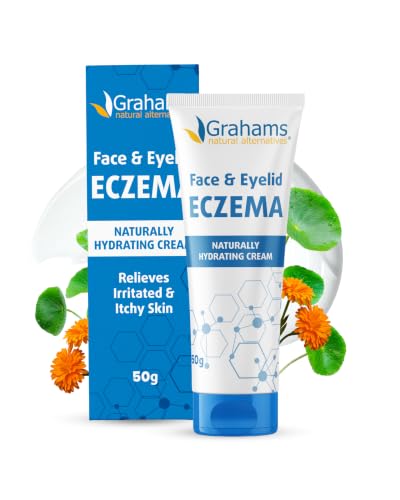 Image of Grahams Natural Face & Eyelid Eczema Cream - Treatment for Eczema, Dermatitis, Itch Relief, Redness, Inflammation & Very Dry Skin - with Colloidal Oatmeal - Hypoallergenic & Steroid-Free (1 x 50g)