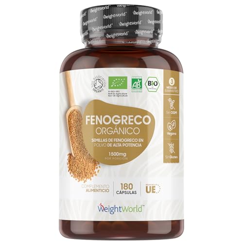 Suplemento Puro Orgánico de Fenogreco Cápsulas 1500mg, 180 Cápsulas | Suplemento Bio Vegano de Semillas de Fenogreco de Alta dosis Diaria, Con Certificación Orgánica Soil Association