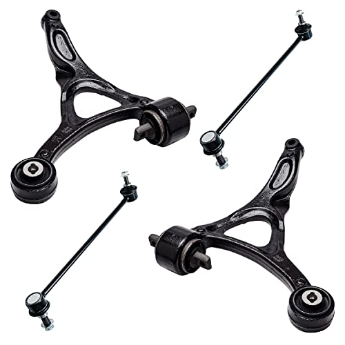 Image of Detroit Axle - 4pc Front End Control Arms Kit for 2003-2014 Volvo XC90, 2 Lower Control Arms 2 Sway Bar Links 2004 2005 2006 2007 2008 2009 2010 2011 2012 2013 Replacement