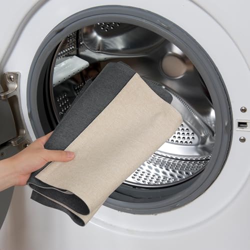 Banchif Platzsets Leinenimitat Tischsets Abwaschbar Tischsets Doppelseitigen Platzsets Stoff Platzdecken maschinenwaschbar 30 x 45 cm (Grau-Beige, Rechteckig Satz von 4)