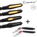 Dank dieser LED Blinker, mit einem sogenannten Lauflicht-Effekt, wird ihr Motorrad auch in der Dunkelheit zum absoluten Hingucker. Sie werten Ihr Fahrzeug nicht nur optisch auf sondern erhöhen auch vielmehr Ihre Sicherheit, denn die sequentiellen LED Blinker (sog. Laufeffekt) stechen den anderen Verkehrsteilnehmern durch die besondere Blinkfrequenz und der helleren LED Leuchtkraft vermehrt ins Auge.