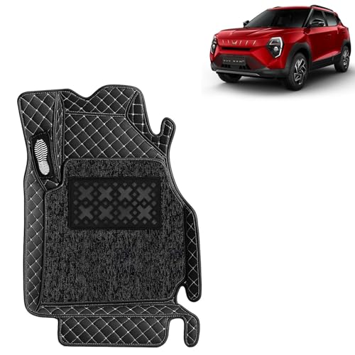 Image of KINGSWAY Accessories Premium 7D Car Floor Mats Only Compatible with Mahindra XUV 3XO EV (Automatic Transmission) Year 2026 Onwards, Set of 3 Pcs, 100% Waterproof 7D Car Foot Mats, Classic Black