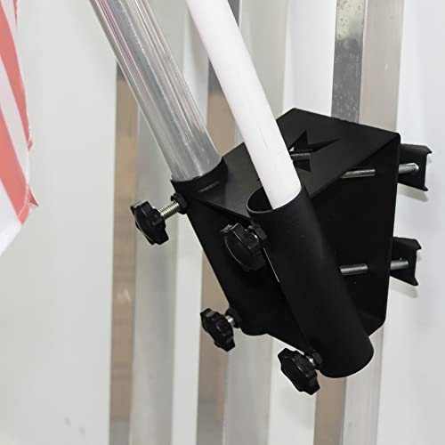 Kswlor Heavy Duty 2 Position Flagpole Mount Bracket For Balcony Railing Truck Flag Pole Holder Clamp,Flag Pole Holder Bracket,Horizontal And Vertical Railings Installation,Strong And Rust Free #TOP5