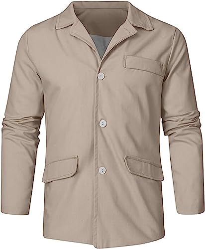 Men's Cotton and Linen Casual Blazer Jacket Regular Fit Lightweight Summer Tops3