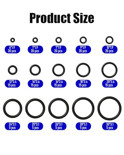 Image of 200PCS O Ring for Pressure Washer Gun, Repair Kit, Durable Rubber O Rings, All-Purpose Sealing Solution for Automotive, Plumbing, and Household Repairs, Compact Storage Box Included