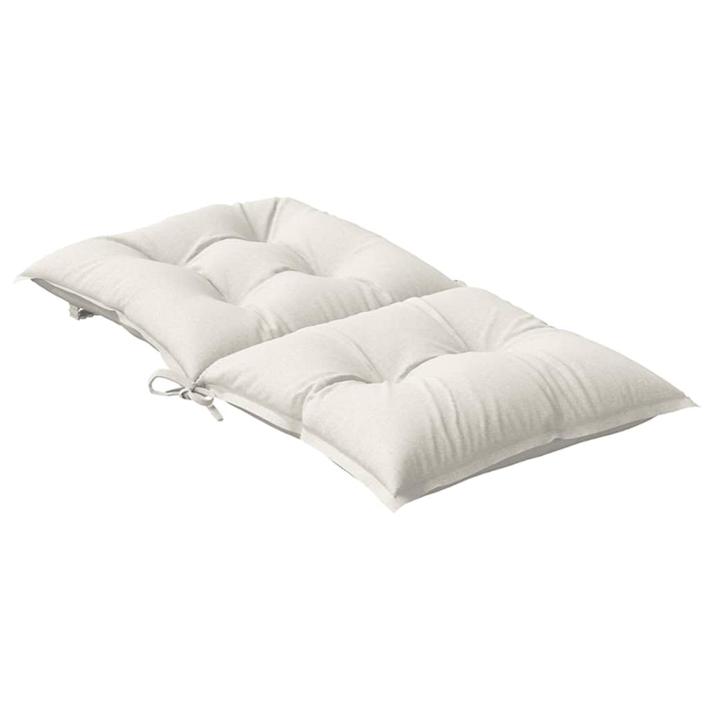 4er Set Niedriglehner-Auflagen Melange Creme 100x50x7 cm Bequeme Stuhlkissen mit Haltebändern und Gummizug für Gartenstühle Polsterauflagen für Terrassenstühle aus Stoff