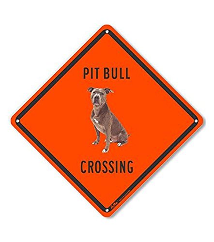 Panneau Pit Bull Crossing orange résistant aux intempéries pour éviter les intrusions