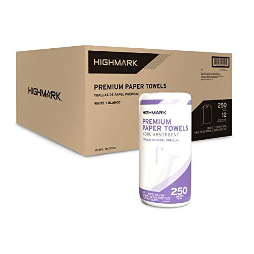 Highmark Kitchen 2-Ply Paper Towels, 9", 250 Sheets Per Roll, Pack of 12 Rolls