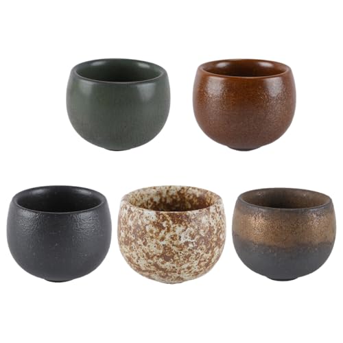 Gorise Juego de tazas de café expreso hechas a mano de terracota, hechas a mano, tazas de café de porcelana sin mango, hechas a mano, 50 ml, para moka, expreso o Ristretto