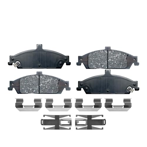 Image of Detroit Axle - Brake Pads for 1999-2004 Oldsmobile Alero, 2005 Pontiac Grand Am, Ceramic Brake Pads w /Hardware 2000 2001 2002 2003 Front and Rear Replacement
