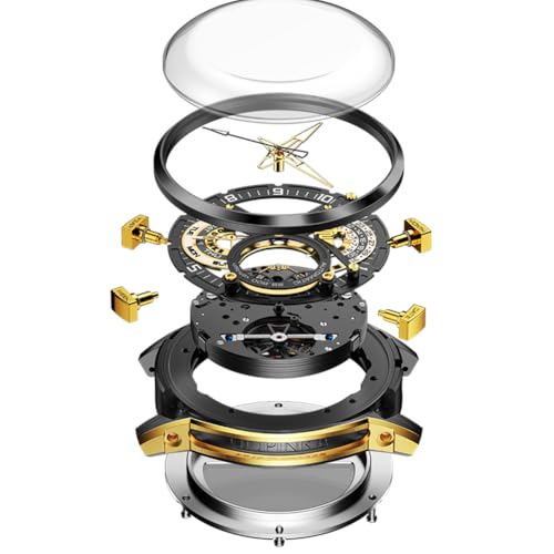 Image of OLEVS Automatic Men Watch Self Winding Mechanical Moon Phase Business Luxury Diamond Dress Stainless Steel Waterproof Luminous Mens Wrist Watch