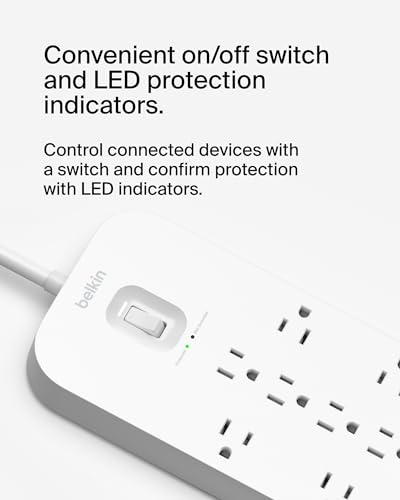 image for Belkin 12-Outlet Surge Protector Power Strip w/ 12 AC Outlets, 2 USB-A
