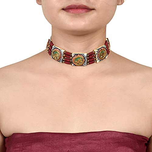 Image of AAKRITI ART CREATIONS Royal Empress Handcrafted Tribal Dhokra Necklace & Choker Collection | Artisan Ethnic Brass Jewelry with Oval & Square Designs, Amulet & Talisman Styles for Women