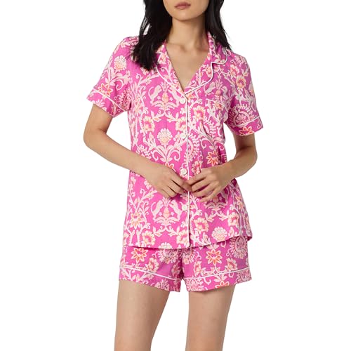 Image of Bed Head PJs Womens Matching Pajamas - Soft Organic Short Sleeve Button Down PJ Shirt & Shorts Set - Sleepwear & Loungewear