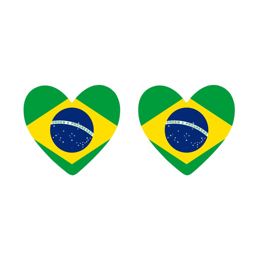 inking house2 x Brazil Flag Heart Temporary Tattoo Brazilian Team support