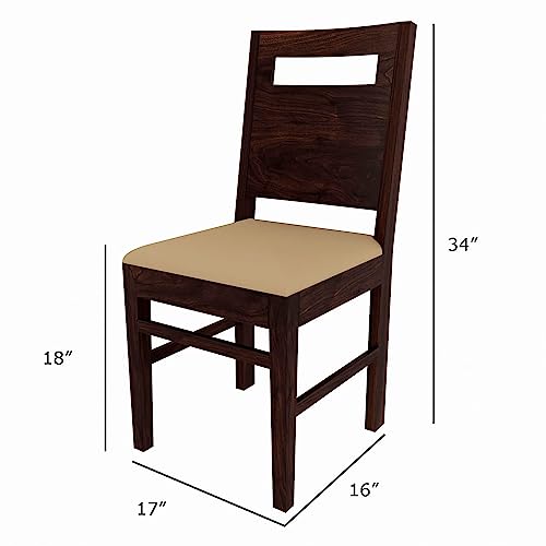 Image of RECTART Sheesham Solid Wood Six Seater Dining Table with Six Chairs Back-Cut for Dining Room & Restaurant | Finish - Warm Chestnut