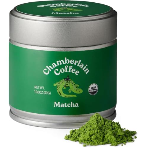 Chamberlain Coffee Ceremonial Grade Matcha Green Tea Powder - USDA Organic, Antioxidant Rich, L Theanine, Calm Energy, Signature Vegan Matcha Powder - Premium First Harvest Japanese Green Tea - 30g