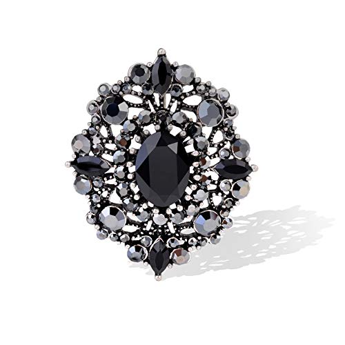 Women's Antique Classic Geometric Oval Shaped Hollowed Out Crystal Flower