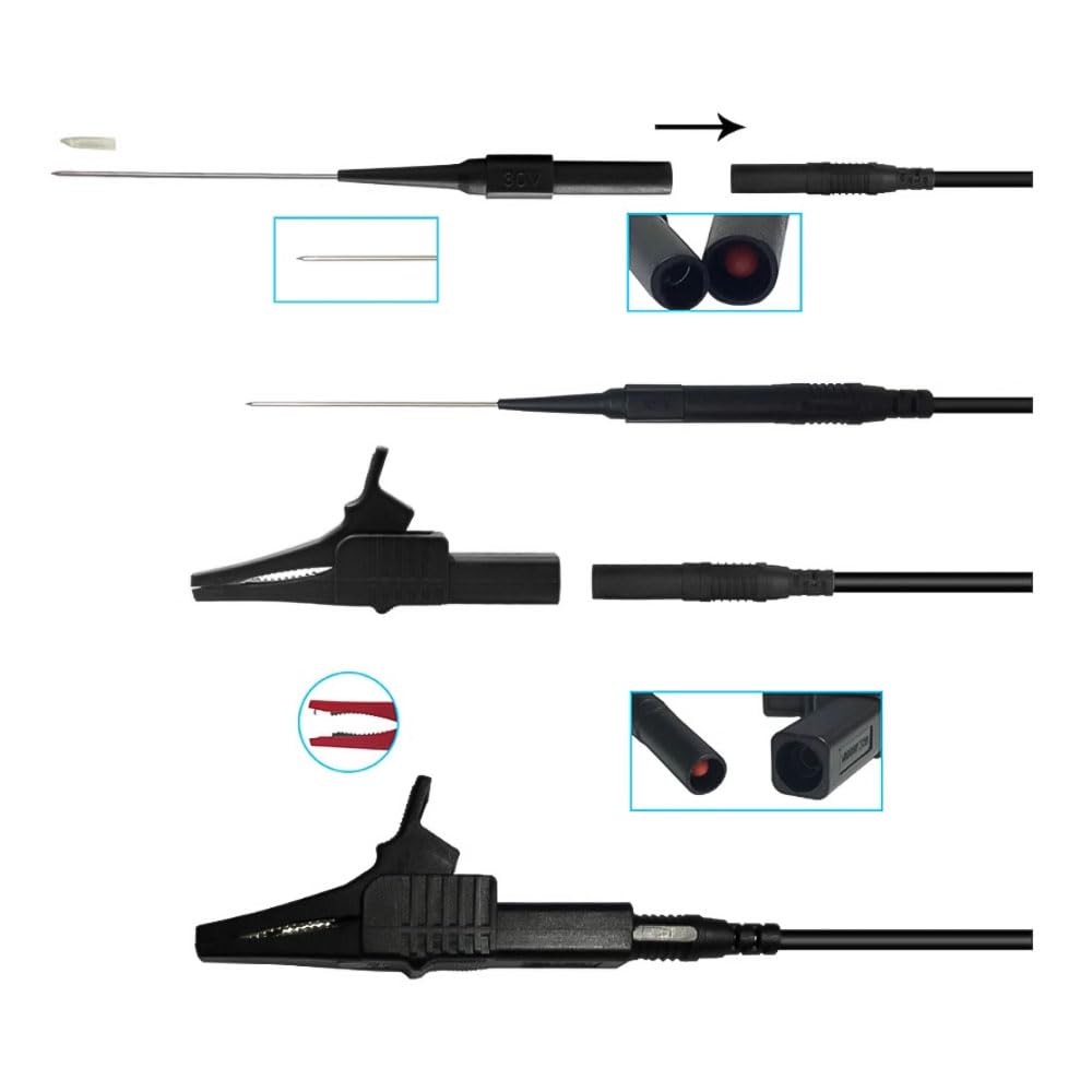 Kit de cables para multímetro,18 cables de prueba multiusos profesionales con pinzas de cocodrilo,sondas,cables de conexión y más para pruebas eléctricas digitales y diagnóstico automotriz