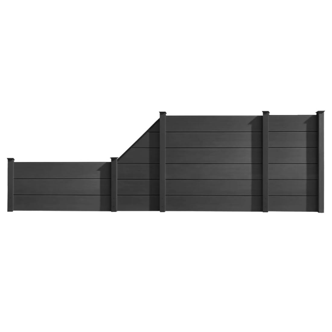 HORI Sichtschutzzaun XXL WPC Sichtschutz Gartenzaun Zaun Lamellenzaun, ohne Pfosten, 180 x 180 cm - Anthrazit