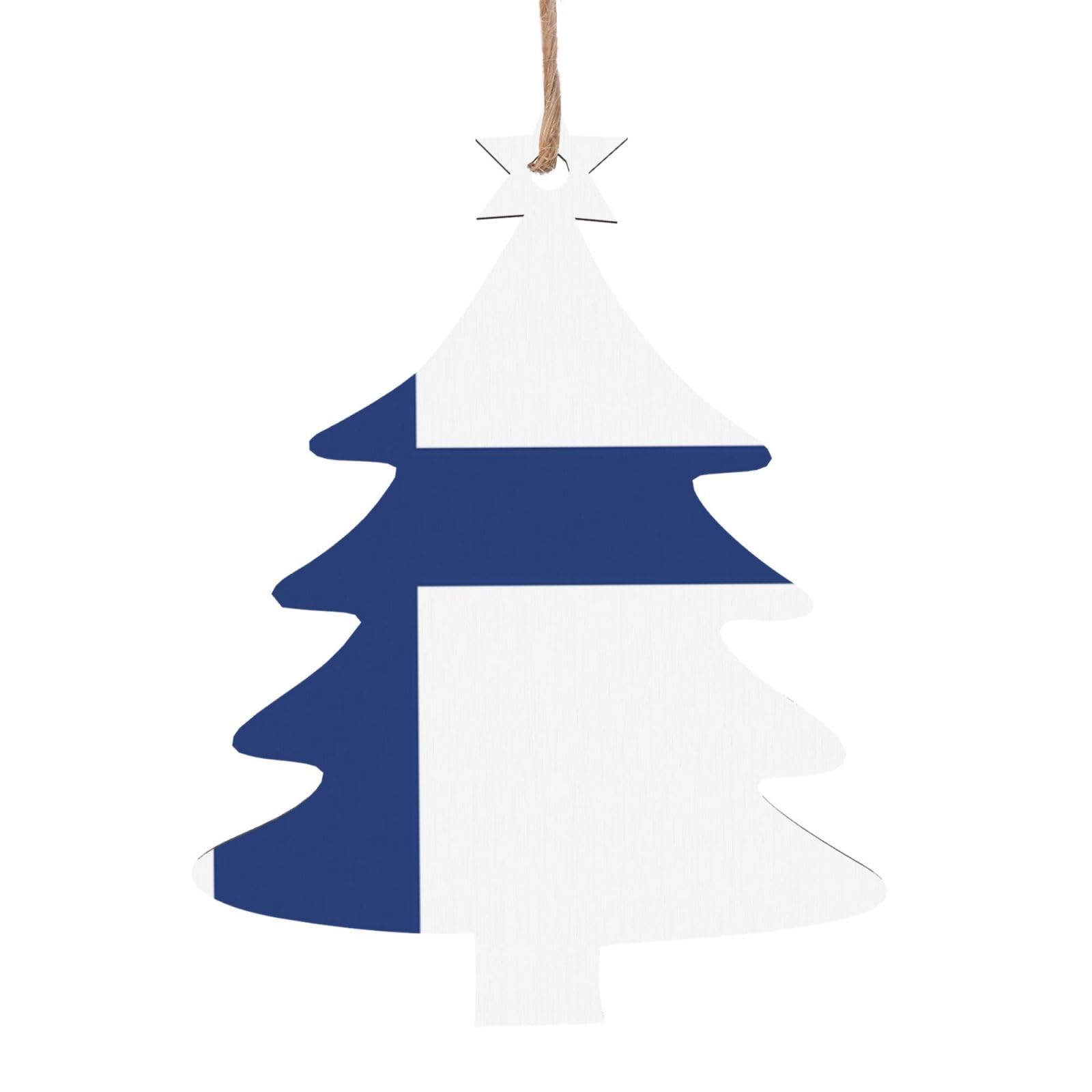 Finnish Flag Printed Christmas Wooden Pendants, Simple and Environmentally Friendly, Holiday decorationsã€‚