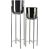 CosmoLiving by Cosmopolitan Metal Indoor Outdoor Planter Dome Large Planter Pot with Removable Stand, Set of 2 Planters 39, 46H, Black