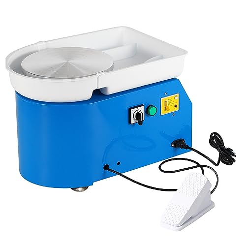 ZXMT Pottery Wheel Electric Table Top Ceramic Wheel for Adult，Pottery Ceramics Clay Tool with Foot Pedal,Removable Detachable ABS Basin for Kids,DIY Pottery Lover(Blue)