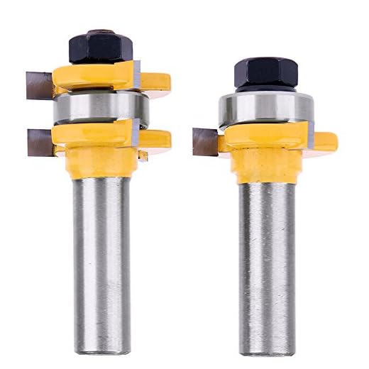 Yakamoz 1/2 Inch Shank Tongue and Groove Router Bit Set 3/4" Stock 3 Teeth T Shape Wood Milling Cutter Woodworking Tool