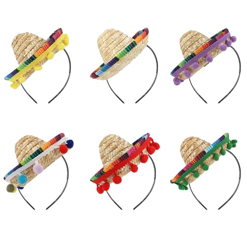 【Sicuro E Di Alta Qualità】Realizzata in paglia, raso, tessuto e plastica, questa fascia colorata realizzata a mano è ed ecologica. Indossalo comodo, non sbiadire. Il set di fasce è prezioso, durevole. È per una festa o una festa con cappelli messicani.