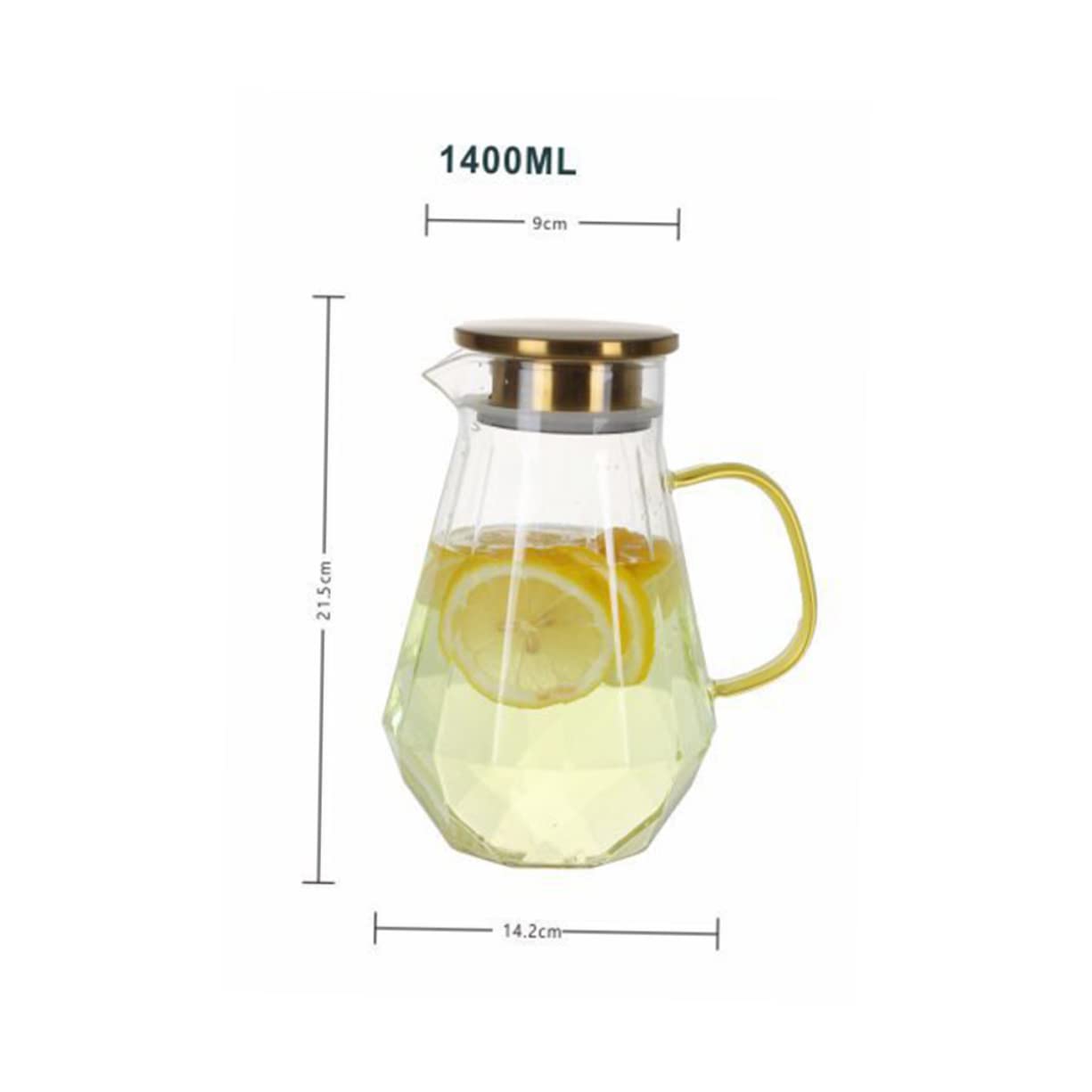 SOIMISS Jarra de Agua Fría de Vidrio con Tapa y Vertedor de Gran Capacidad para Servir Bebidas Refrescantes como Jugos Caseros Infusiones de Hierbas o Agua con Hielo para Fiestas o Reunion