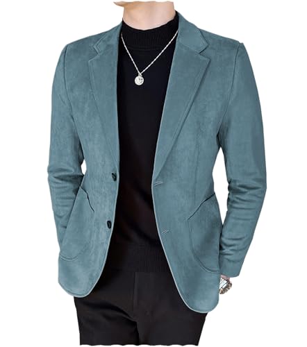 Men's Casual Suede Blazer Jacket Business Party Sport Coat