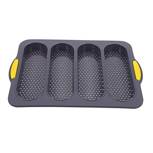 Cabilock 4 Slot French Bread Loaf Bread Baking Pan Silicone Loaf Bread Tray Easy to Use Clean for Home Shop