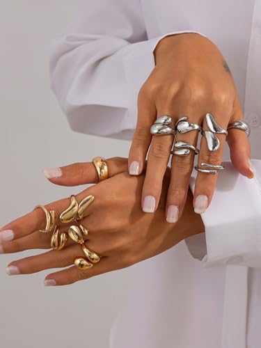 Image of Shining Diva Fashion Combo Set Gold and Silver Plated Rings for Women and Girls Stylish