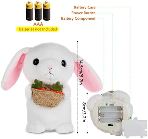 SWTOIPIG Talking Repeats What You Say Rabbit, Plush Stuffed Animal Interactive Electronic Pet, Dancing and Shaking Recording Toy, Animated Toy Pet Gift for Boys and Girls, H: 7