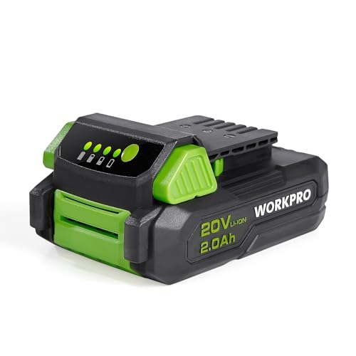 WORKPRO Batterie au Lithium 20 V 2.0 Ah, sans Effet Mémoire, Compatible avec Les Produits WORKPRO, Pratique et Compacte