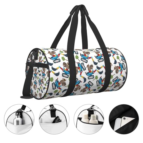 Large Duffle Bag for Travel - Funny Excavator Gym Bag for Women Men, Foldable Travel Bags for Women Men with Zippered Multiple Pockets4