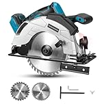 Cordless Circular Saw Compatible with Makita 18V Battery, 7 Inch 185mm Circular Saws with 2 Blades, 1200W Brushless Motor 3900RPM, 0-45° Bevel, 57mm/41mm Cutting Depth for Wood Plastic (No Battery)