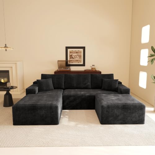 Image of Modular Cloud Sectional Sofa, Oversized Corduroy Boneless Couch | Luxury Comfort, Deep Seat, Couches for Living Room and Apartment, No Assembly Required