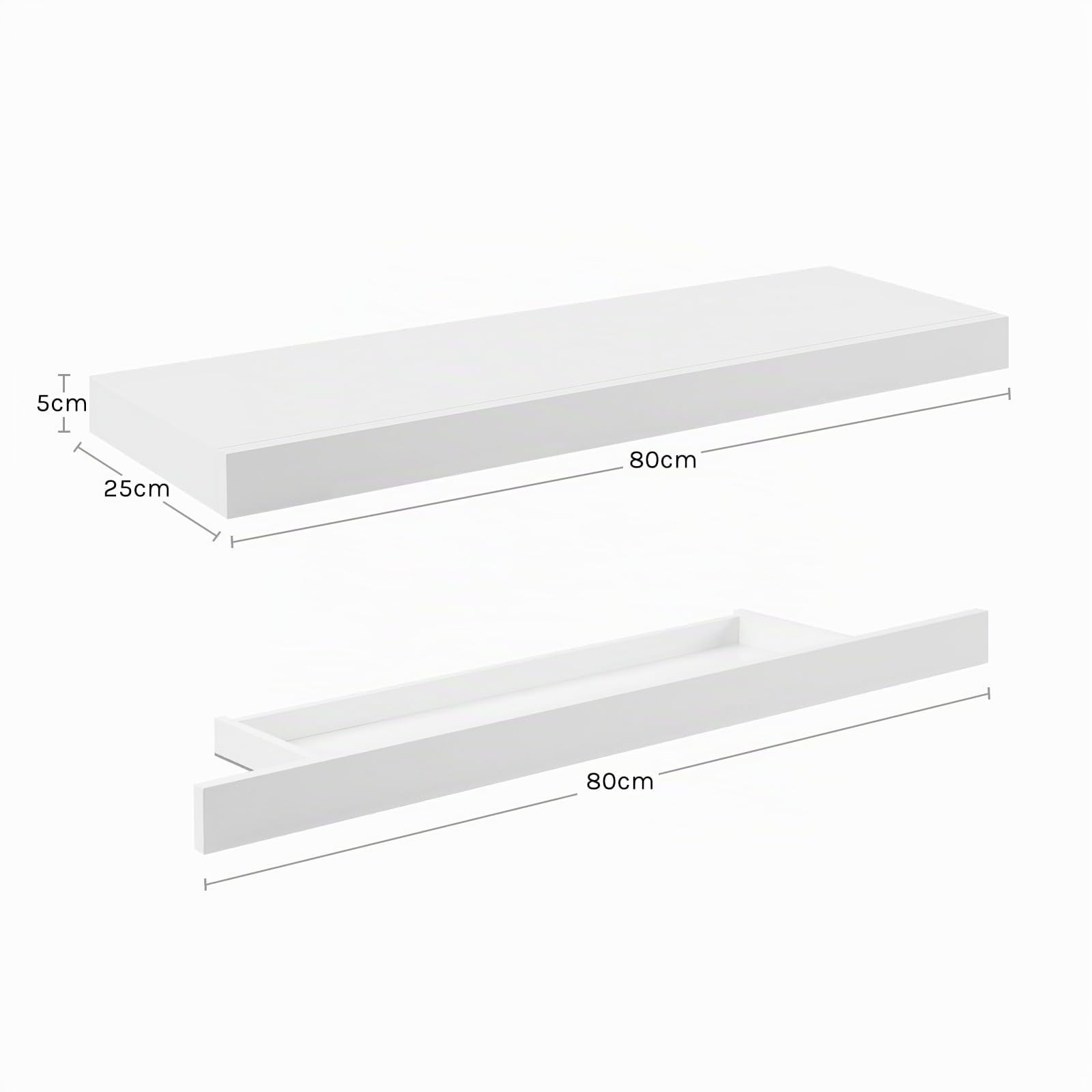 WOLTU étagère Murale Tablette Flottante en MDF avec 1 Tiroir, Fixation Cachée, pour Salon, Bureau, Chambre, Cuisine, Blanc RG9345ws