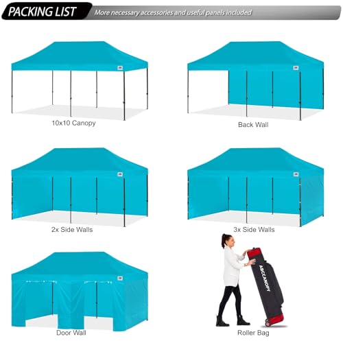 Image of ABCCANOPY Heavy Duty Easy Pop up Canopy Tent with Sidewalls 10x20, Turquoise