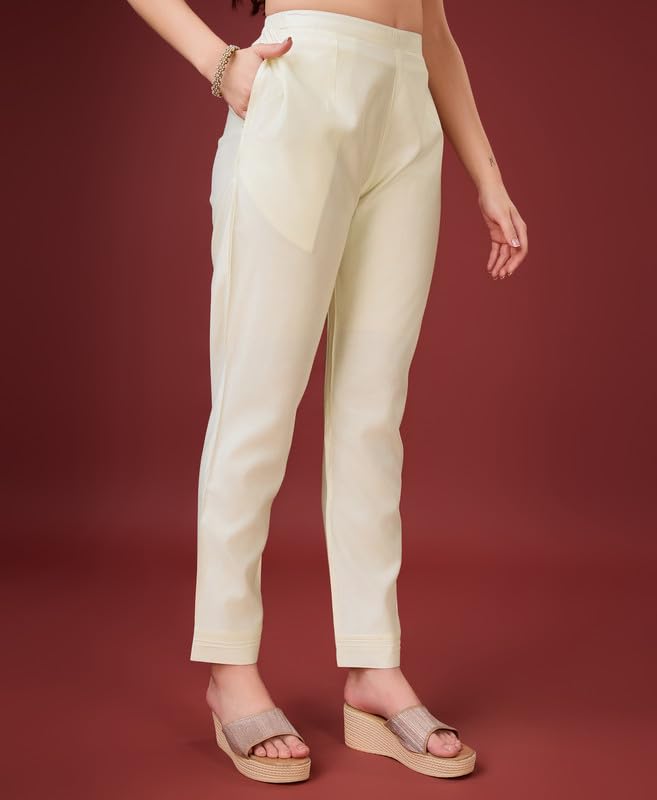 Image of MOJILAA Women Off-White Chanderi Silk Embroidered Chikankari Kurta With Pant & Dupatta | Chanderi Silk Salwar Suit | Chikankari Suit | Beads & Stones Kurta Set | Straight Salwar Kameez