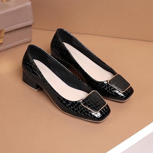 DEERBUNNY Women's Square Toe Low Heel Pumps Work Office Pump Shoes Slip On Dress Shoes2