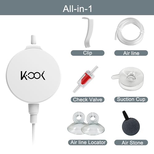 Image of All-in-1 Aquarium Air Pump Kit, 1.3 Watt for 1-15 Gallon Quiet Air Pump for Aquarium Fish Tank (White)