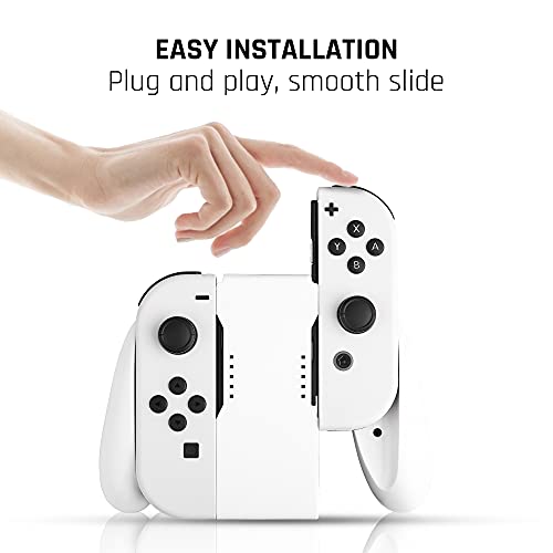 Image of FANPL Charging Grip Controller for Nintendo Switch & Switch OLED Joy Con, Grip Game Accessories with Charge Indicator, Handle Grip with 1 m /3.3 Ft USB Type-C Data Cable, 6 Thumb Grip Caps (White)