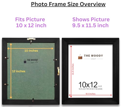 Image of Photo Frame 10x12 inch | Photo Frame for Gift | Small Frames for Photos | Black Wood Frame for Wall | Best for Living Room & Bedroom (10x12 inch, Black)