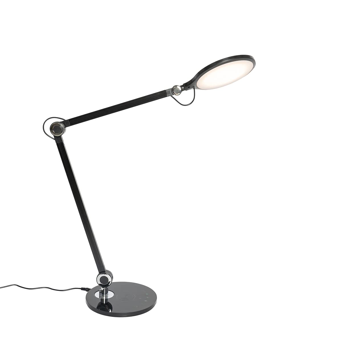 QAZQA Moderno Lámpara de mesa de diseño negra con LED táctil y cargador de inducción - Don Plástico Redonda Incluye LED Max. 1 x 10 Watt