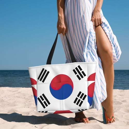 Flag Of Republic Of Korea Print Large Tote Bag For Women, Travel Shoulder Bag Handle Handbag For Gym, Work, Travel4