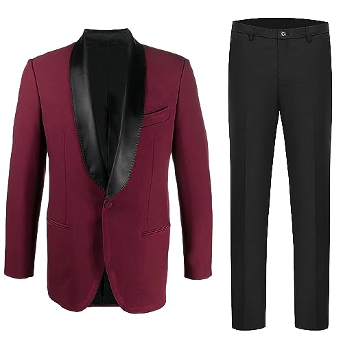 Veste de marié un bouton revers châle noir costume homme élégant